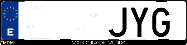 Imágen de matrícula de coche con letras JYG de España