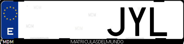 Imágen de matrícula de coche con letras JYL de España