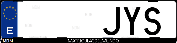 Imágen de matrícula de coche con letras JYS de España