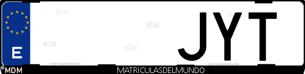 Imágen de matrícula de coche con letras JYT de España