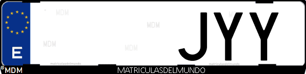 Imágen de matrícula de coche con letras JYY de España