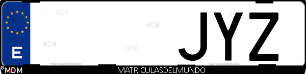 Imágen de matrícula de coche con letras JYZ de España