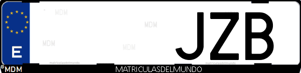 Imágen de matrícula de coche con letras JZB de España