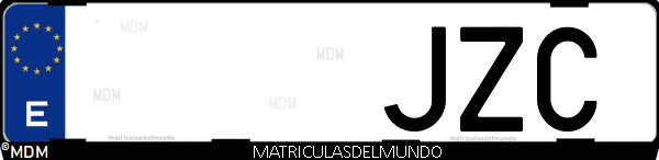 Imágen de matrícula de coche con letras JZC de España