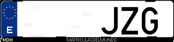 Imágen de matrícula de coche con letras JZG de España