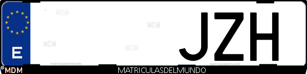 Imágen de matrícula de coche con letras JZH de España
