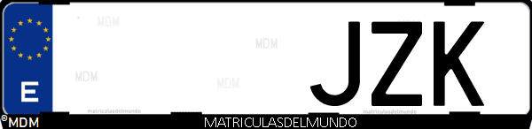 Imágen de matrícula de coche con letras JZK de España
