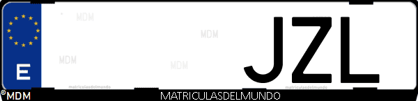 Imágen de matrícula de coche con letras JZL de España