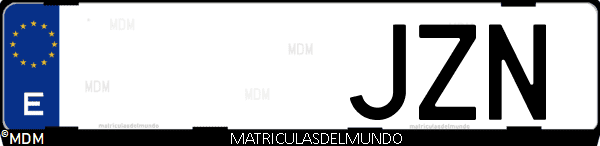 Imágen de matrícula de coche con letras JZN de España