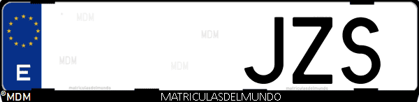 Imágen de matrícula de coche con letras JZS de España