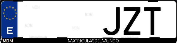Imágen de matrícula de coche con letras JZT de España