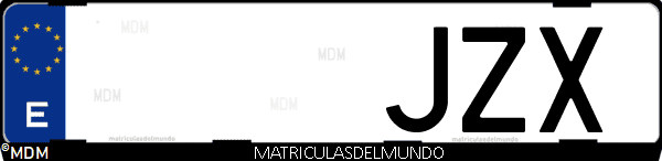Imágen de matrícula de coche con letras JZX de España