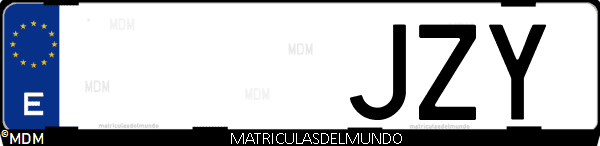 Imágen de matrícula de coche con letras JZY de España