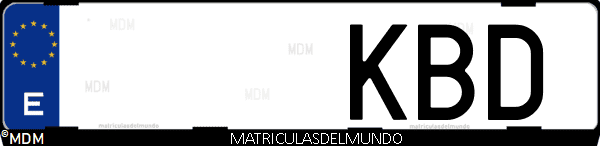 Imágen de matrícula de coche con letras KBD de España