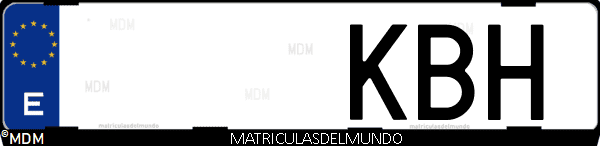 Imágen de matrícula de coche con letras KBH de España