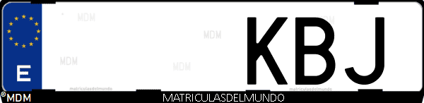 Imágen de matrícula de coche con letras KBJ de España
