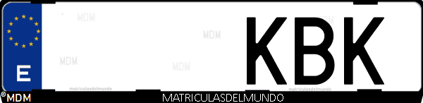 Imágen de matrícula de coche con letras KBK de España