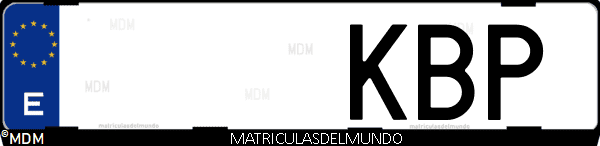 Imágen de matrícula de coche con letras KBP de España