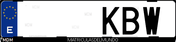 Imágen de matrícula de coche con letras KBW de España