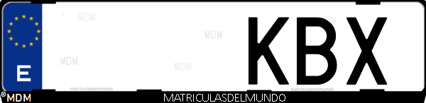 Imágen de matrícula de coche con letras KBX de España