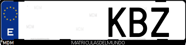 Imágen de matrícula de coche con letras KBZ de España