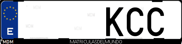 Imágen de matrícula de coche con letras KCC de España