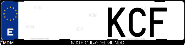 Imágen de matrícula de coche con letras KCF de España