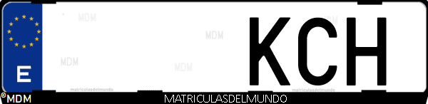 Imágen de matrícula de coche con letras KCH de España