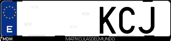 Imágen de matrícula de coche con letras KCJ de España