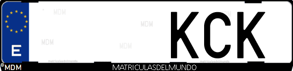 Imágen de matrícula de coche con letras KCK de España