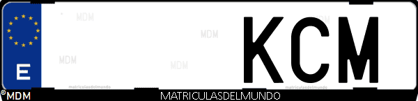 Imágen de matrícula de coche con letras KCM de España