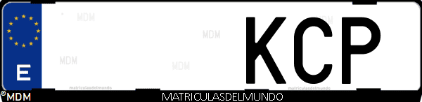 Imágen de matrícula de coche con letras KCP de España