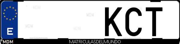 Imágen de matrícula de coche con letras KCT de España