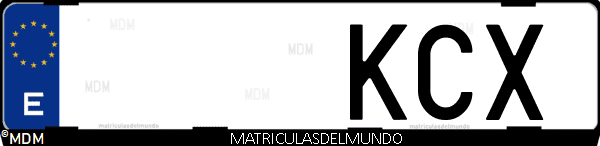 Imágen de matrícula de coche con letras KCX de España