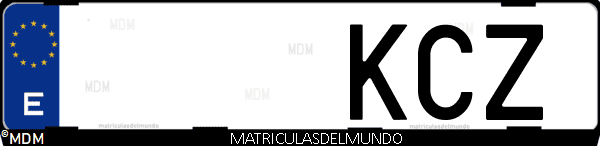 Imágen de matrícula de coche con letras KCZ de España