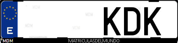 Imágen de matrícula de coche con letras KDK de España