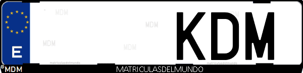 Imágen de matrícula de coche con letras KDM de España