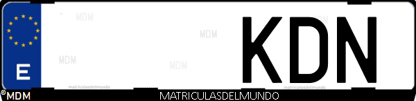 Imágen de matrícula de coche con letras KDN de España