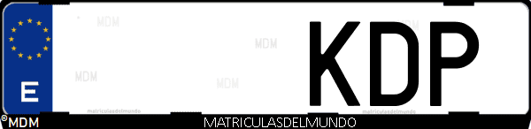 Imágen de matrícula de coche con letras KDP de España