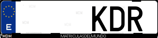 Imágen de matrícula de coche con letras KDR de España