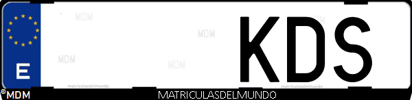Imágen de matrícula de coche con letras KDS de España