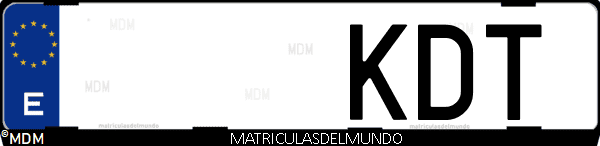 Imágen de matrícula de coche con letras KDT de España