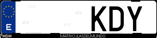 Imágen de matrícula de coche con letras KDY de España