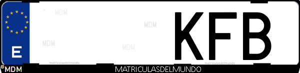 Imágen de matrícula de coche con letras KFB de España