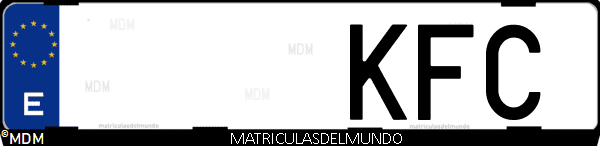 Imágen de matrícula de coche con letras KFC de España
