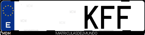 Imágen de matrícula de coche con letras KFF de España