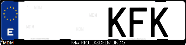 Imágen de matrícula de coche con letras KFK de España