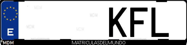 Imágen de matrícula de coche con letras KFL de España