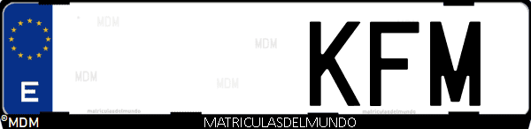 Imágen de matrícula de coche con letras KFM de España
