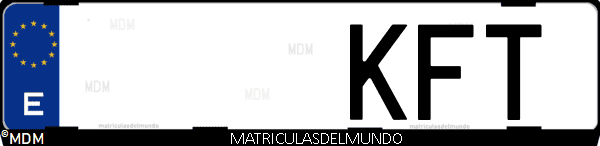 Imágen de matrícula de coche con letras KFT de España